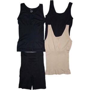 Skinnygirl Smoothers & Shapers 4pc Lot Black Beige Tanks & Shaping Shorts